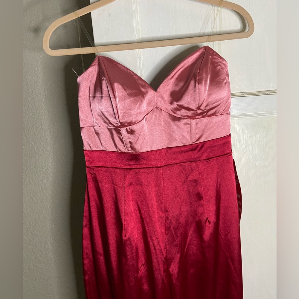Trixxi satin jumpsuit, size medium, color pink and red